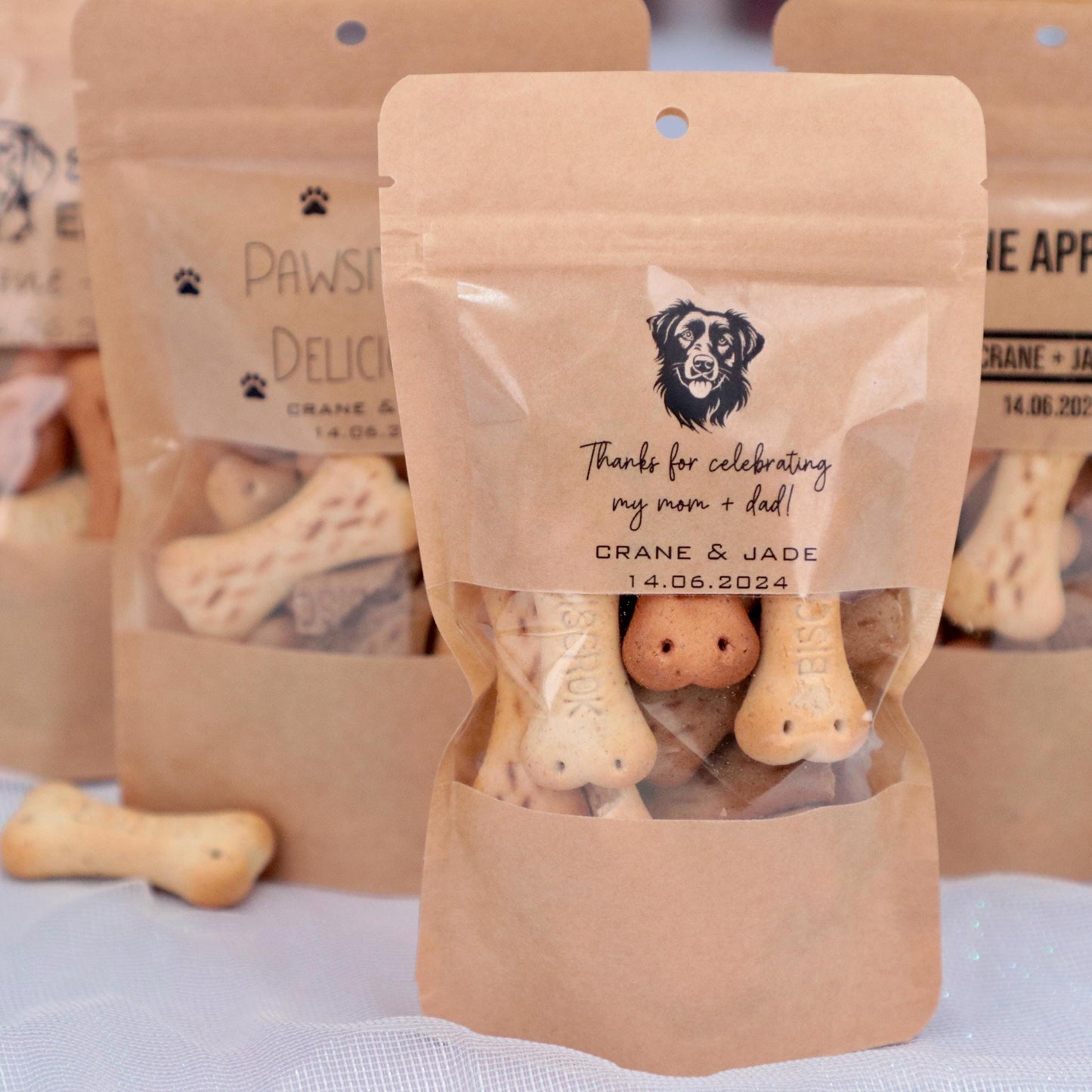 50 Pieces Custom Doggie Treat Bags, Dog Treat Favors, Pet Favor Pouches, Wedding Favors, Bridal Shower Favors, Goodie Bags