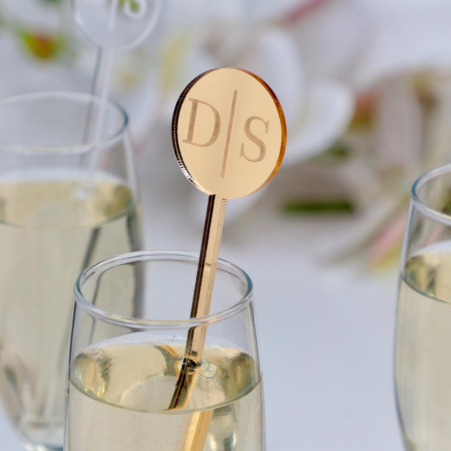 50 Pieces Personalized Wedding Drink Stirrers, Custom Couple Initials Cocktail Sticks, Wedding Bar Decor, Signature Drink Charms