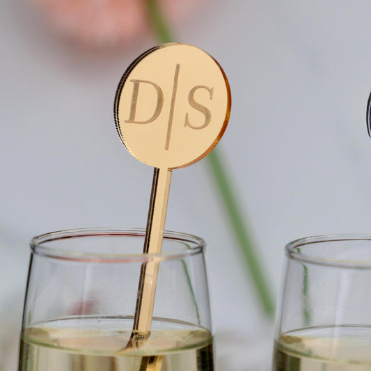 50 Pieces Bulk Wedding Drink Stirrers, Couple Initials Drink Charms, Wedding Cocktail Sticks, Wedding Bar Decors, Signature Drink