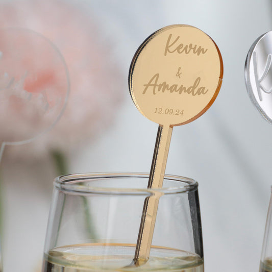 50 Pieces Personalized Drink Stirrers for Weddings, Custom Cocktail Sticks, Wedding Bar Decor, Signature Drink Favors