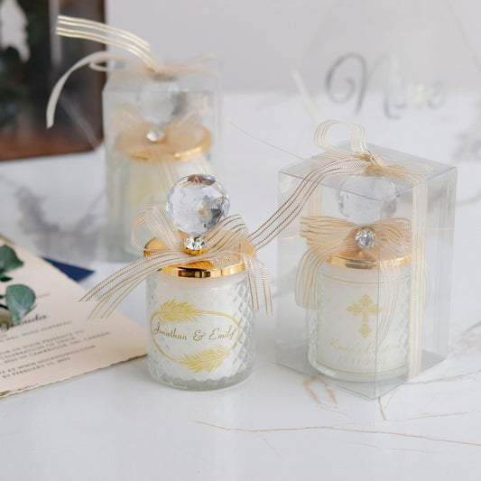 Luxury Wedding Candle Favors for Guests | Personalized Vanilla Scented Candles | Elegant Wedding Gifts