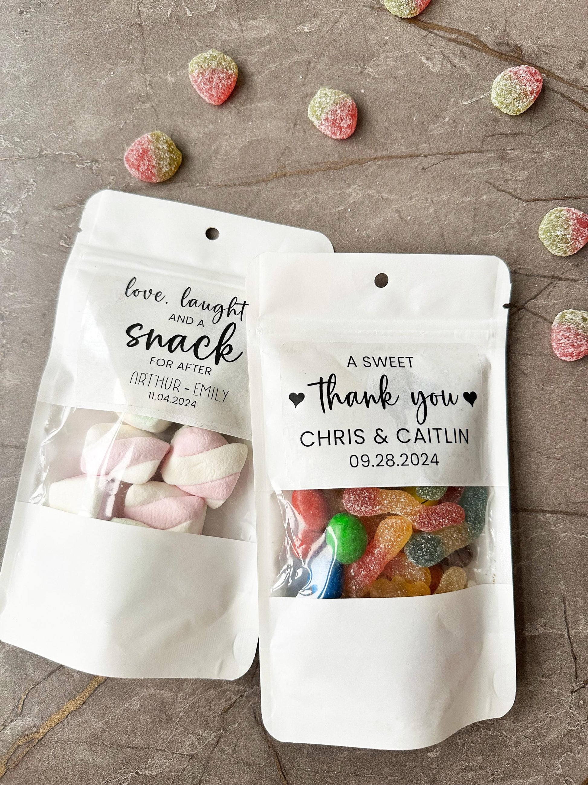 50 Pieces A Sweet Thank You Treat Bags, Wedding Favor Bags, White Snack  Bags, Rehearsal Dinner Favors, Wedding Favors  in Bulk