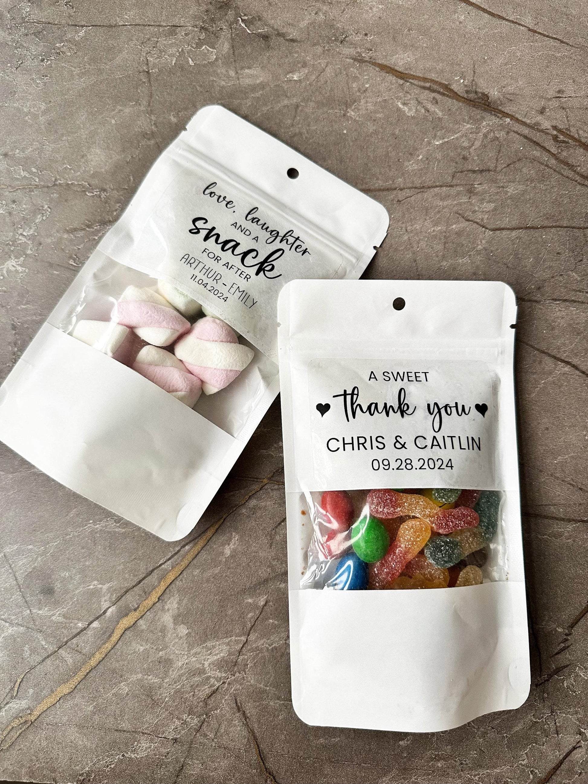 50 Pieces A Sweet Thank You Treat Bags, Wedding Favor Bags, White Snack  Bags, Rehearsal Dinner Favors, Wedding Favors  in Bulk
