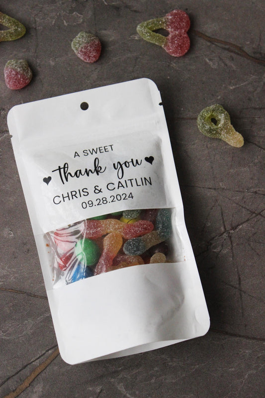 50 Pieces A Sweet Thank You Treat Bags, Wedding Favor Bags, White Snack  Bags, Rehearsal Dinner Favors, Wedding Favors  in Bulk