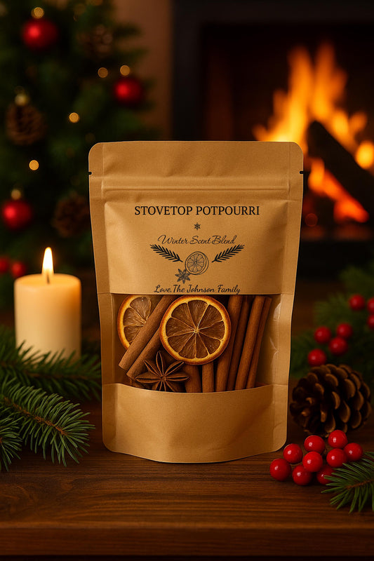 50 Pieces DIY Personalized Christmas Potpourri Bags, Holiday Stovetop Simmer Pot Kits, Winter Scented Potpourri Favors, Stocking Stuffer