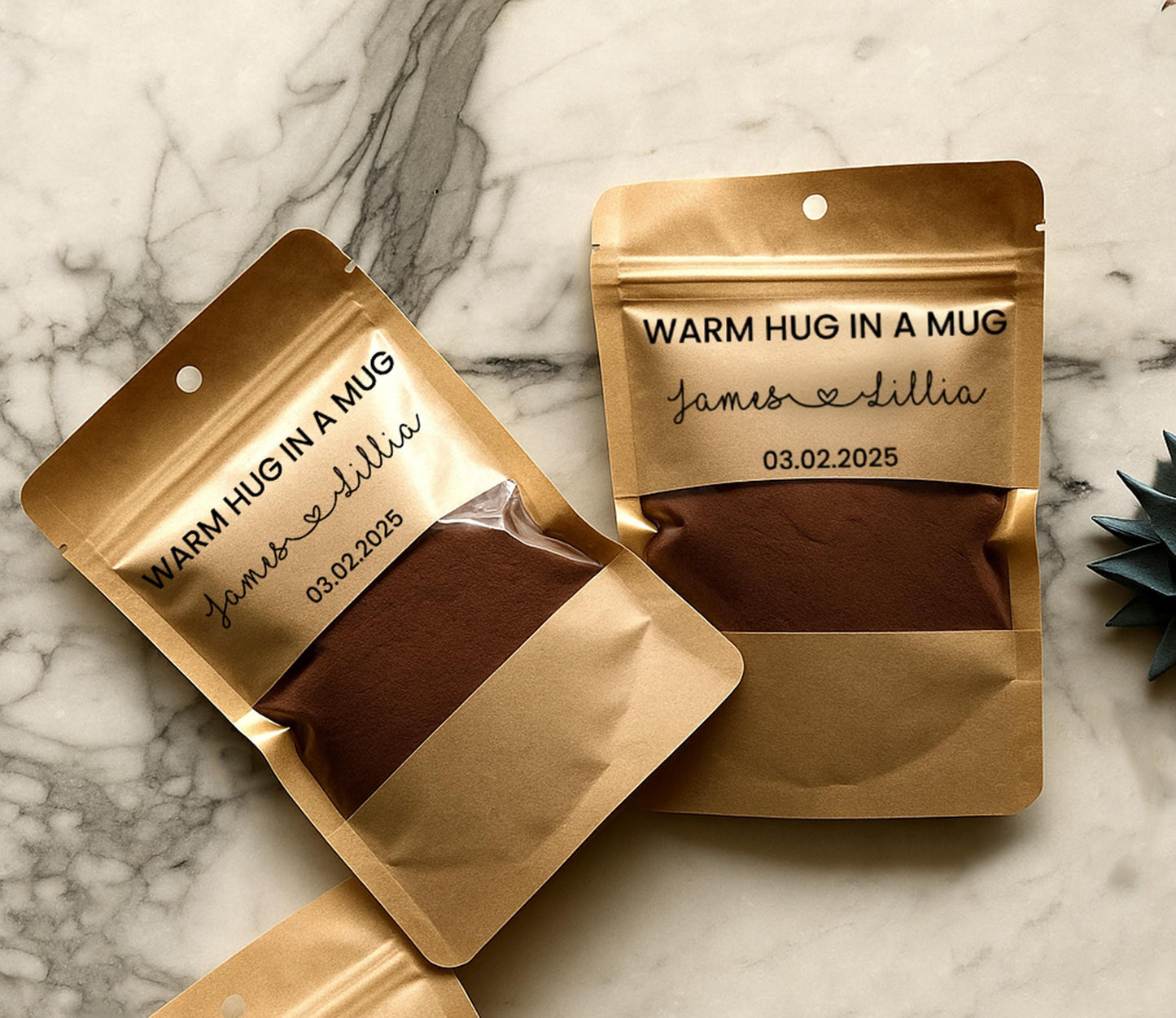 DIY Hot Chocolate Favor Bags | Personalized Cocoa Favor Pouches | Custom Sticker Labels | Wedding, Baby Shower & Winter Party Favors