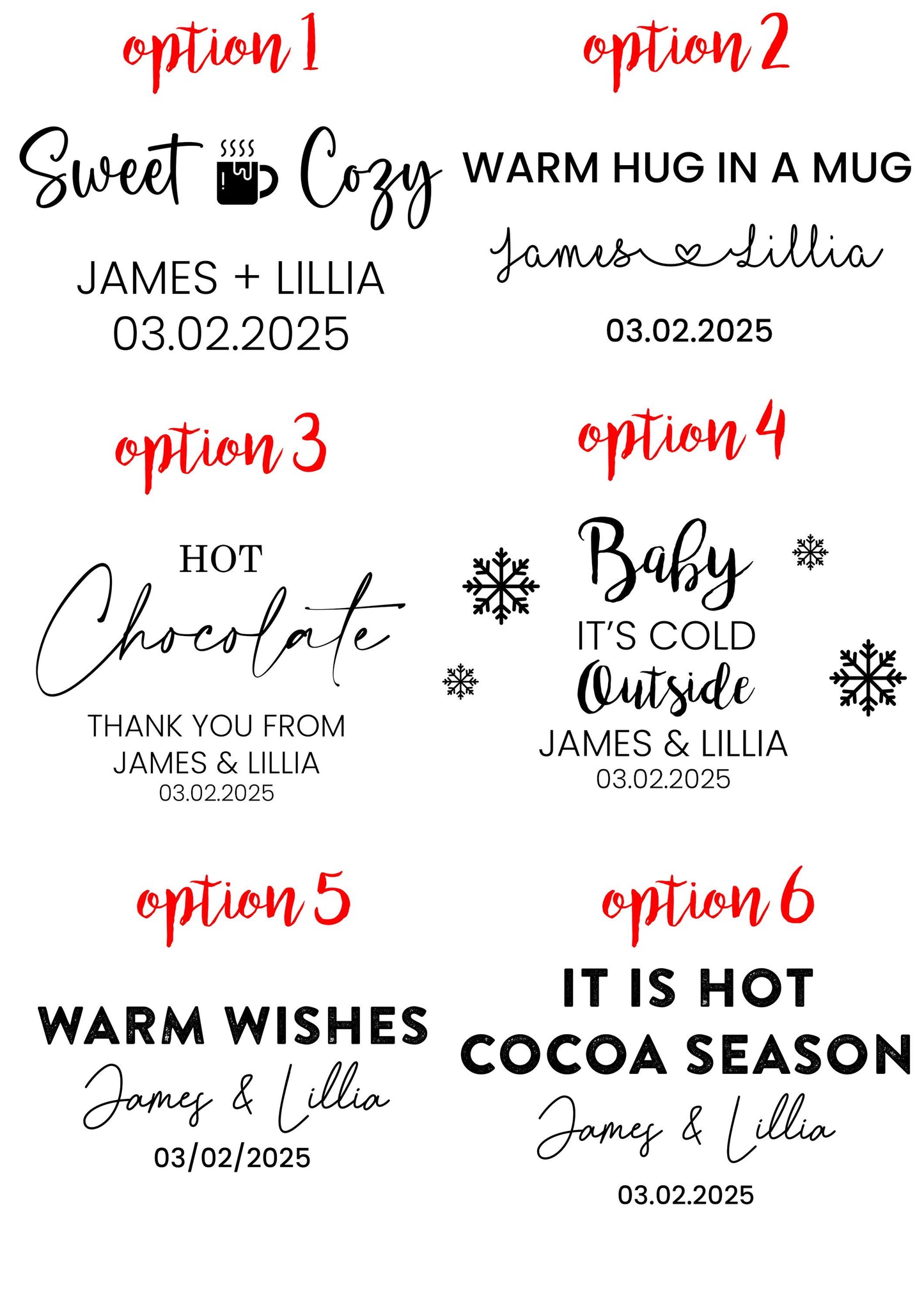 DIY Hot Chocolate Favor Bags | Personalized Cocoa Favor Pouches | Custom Sticker Labels | Wedding, Baby Shower & Winter Party Favors