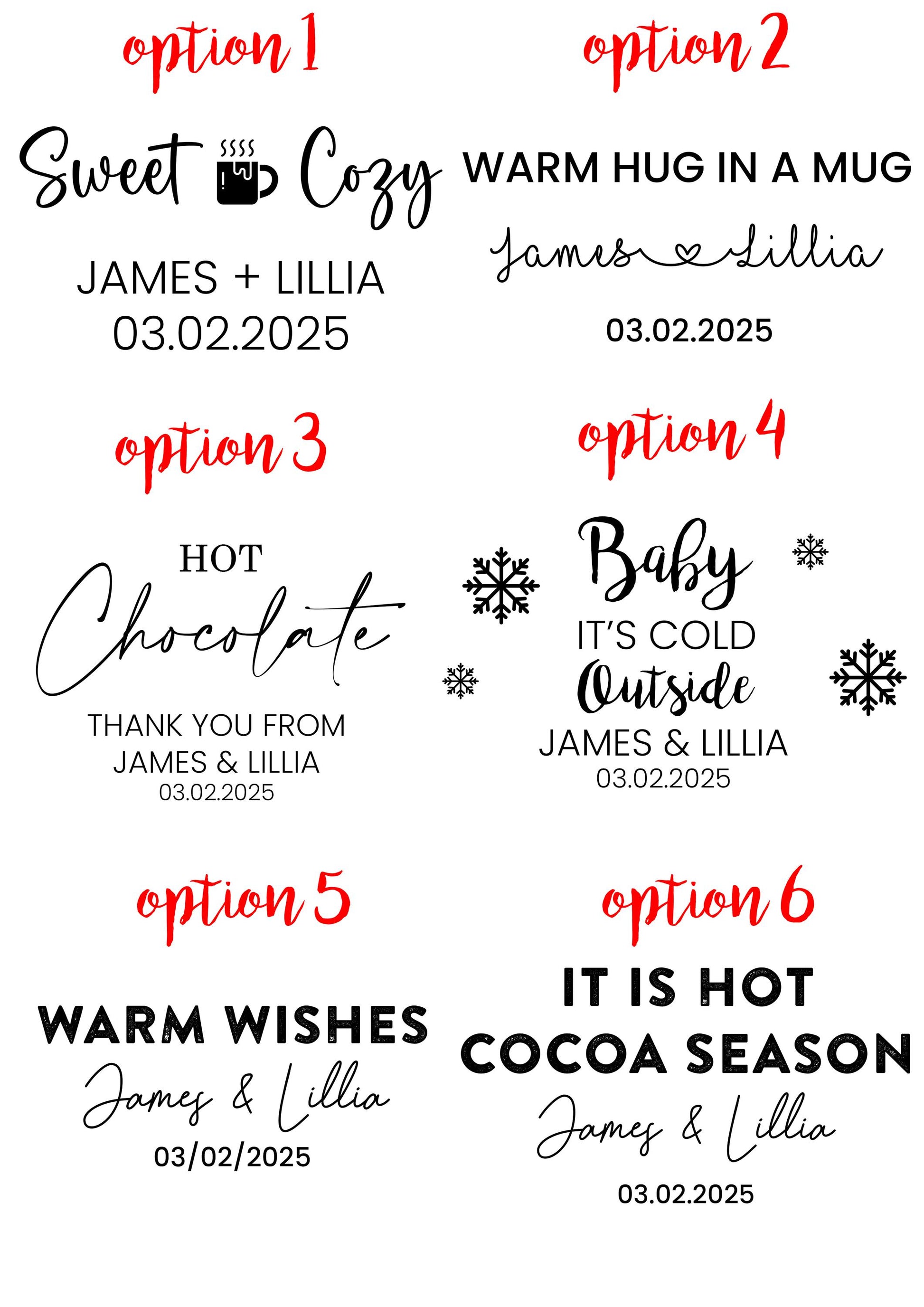 DIY Hot Chocolate Favor Bags | Personalized Cocoa Favor Pouches | Custom Sticker Labels | Wedding, Baby Shower & Winter Party Favors