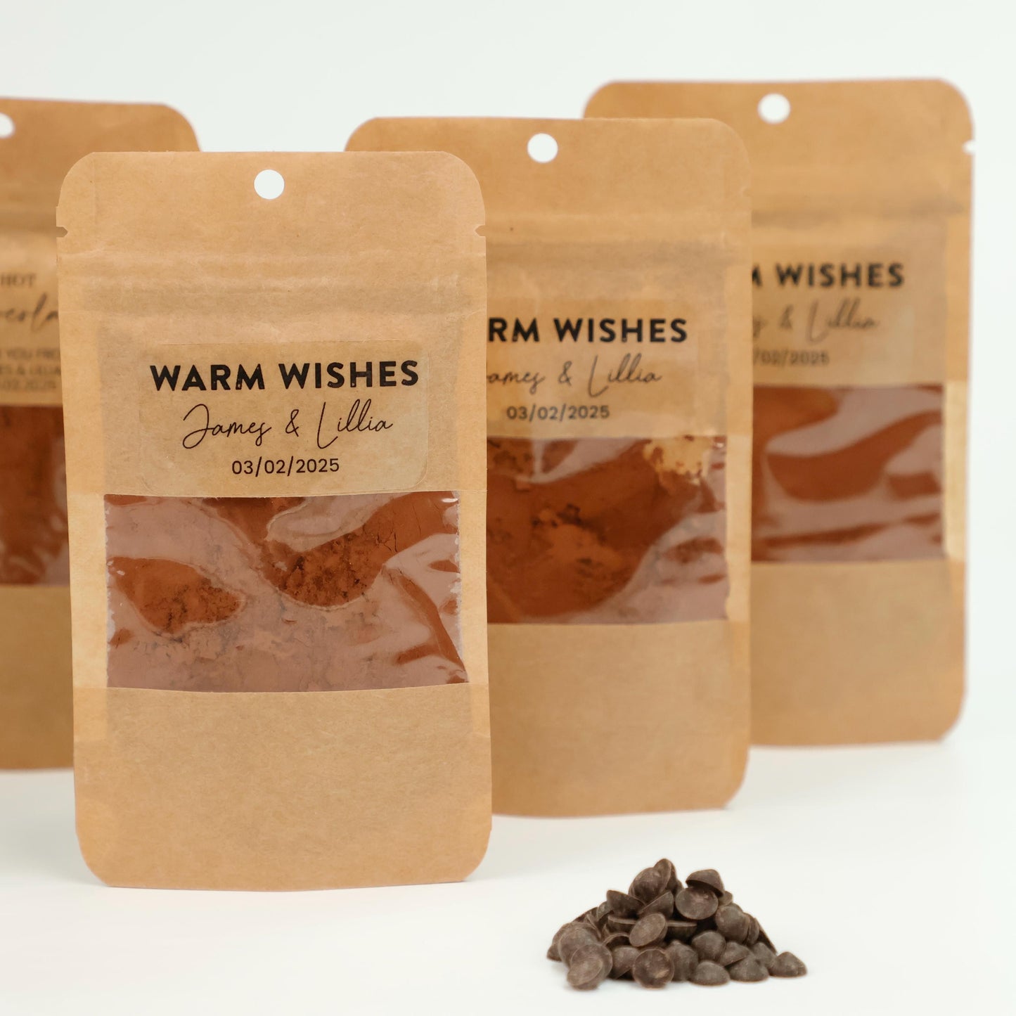 DIY Hot Chocolate Favor Bags | Personalized Cocoa Favor Pouches | Custom Sticker Labels | Wedding, Baby Shower & Winter Party Favors